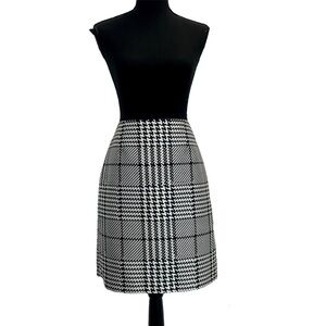 White House Black Market black white houndstooth check plaid mini pencil skirt 6